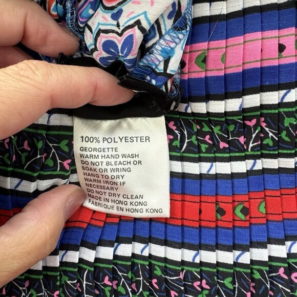 Diane Freis Georgette rare Vintage 80s Pleated Skirt full A-line sz 12 - Picture 6 of 11